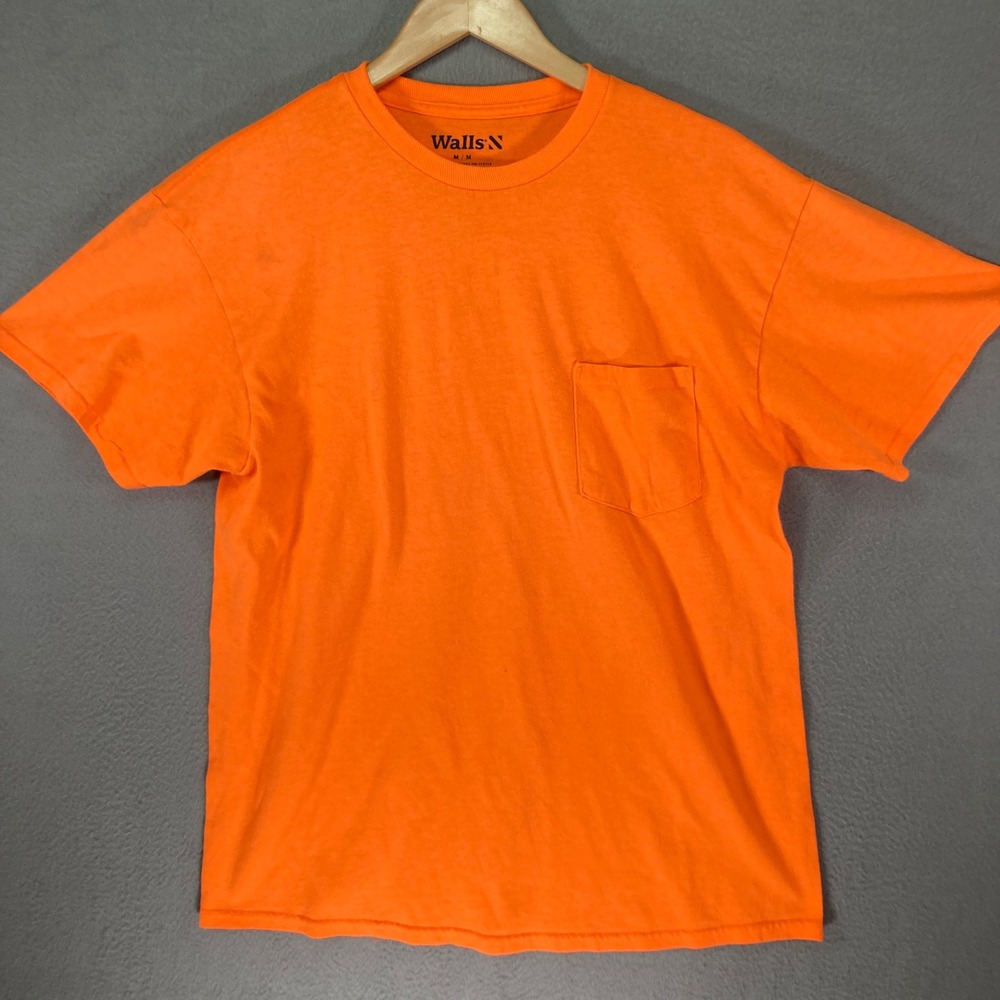 Walls Mens‎ Medium Hi Vis Safety Pocket T Shirt Orange Workwear